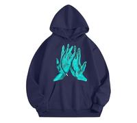 Disfraz de Halloween para mujer 2025, sudadera con capucha estampada para jóvenes, azul marino, M