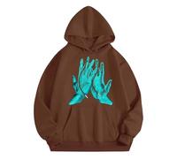 Disfraz de Halloween para mujer 2025, sudadera con capucha estampada para jóvenes, café, XL