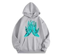 Disfraz de Halloween para mujer 2025, sudadera con capucha estampada para jóvenes, gris, 3XL