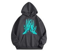 Disfraz de Halloween para mujer 2025, sudadera con capucha estampada para jóvenes, gris oscuro, XXL