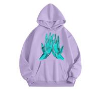 Disfraz de Halloween para mujer 2025, sudadera con capucha estampada para jóvenes, Morado (, L