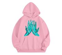 Disfraz de Halloween para mujer 2025, sudadera con capucha estampada para jóvenes, rosa, L