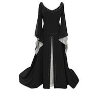 Disfraz de Halloween para mujer, bruja, ropa larga, disfraz, cosplay, minivestido con mangas de trompeta, vestido gótico de bruja para escenario, diosa, vampiro, para adultos, vestido maxi