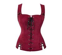 Disfraz de Halloween para mujer, disfraz de cosplay, bodice tanques, The Medieval Court Gentlemen Wore Stage Costumes with Coat (rojo, XXXL)