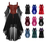 Disfraz de Halloween para mujer, gótico, medieval, renacentista, barroco, ropa con cintura atada y corsé para bruja, vampiro, cosplay, fiesta temática, carnaval, sexy, adulto, disfraz de bruja