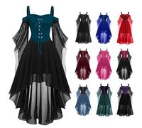 Disfraz de Halloween para mujer, gótico, medieval, renacentista, barroco, ropa con cintura atada y corsé para bruja, vampiro, cosplay, fiesta temática, carnaval, sexy, adulto, disfraz de bruja