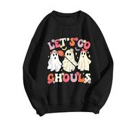 Disfraz de Halloween para mujer, sudadera con capucha de Halloween con bonito estampado manga larga para invierno, Negro , S