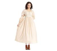 Disfraz de Halloween para mujer, vestido de corte de encaje a cuadros, albaricoque colonial, Prairie