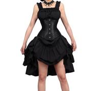 Disfraz de Halloween para mujer, vestido de Cosplay gótico, de noche de Steam Punk a línea de encaje retro sin mangas de alto tamaño, disfraz de Halloween