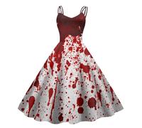 Disfraz de Halloween para mujer, vestido espeluznante con sangre, zombi, novia, vampiro, elegante, ropa medieval, tallas grandes, cosplay, Halloween, carnaval, fiesta, Blanco, L