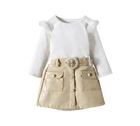 Disfraz de Halloween para niña, niña, otoño/invierno, jersey de manga larga, falda de poliuretano, hebilla de perlas, juego para 1 a 6 vestidos de verano para bebé 80, beige, 4-5 años