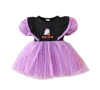 Disfraz de Halloween para niña, vestido de manga corta con volantes y estrellas, disfraz de niño de Halloween para estilo lindo de 6 meses a 4 años