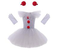 Disfraz de Halloween para niña | Vestido de rendimiento para niñas, disfraz de payaso, traje de halloween, disfraz de mascarada, moda infantil, moderna y divertida