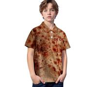 Disfraz de Halloween para niño de Polo de manga corta manchada sangre para disfraz de niño de Halloween de 3 a 14 años