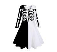 Disfraz de Halloween para niños | Vestido para niñas de manga larga estampado esqueleto para uso diario perfecto para actividades al aire libre a partir de 4 a 13 años