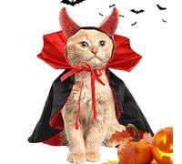 Disfraz de Halloween para Perros, Disfraces de Halloween para Gatos | Capa de Gato Gótico Vampiro | Disfraces de Vacaciones creativas, ropa de Cosplay de Gato para Perros de Tamaño Pequeño y Mediano,