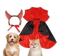 Disfraz de Halloween para perros, gatos, Halloween, capa gótica de vampiro, capa de gato gótico, colorida capa para mascotas con cuerno, disfraces creativos de vacaciones para carnaval, fiesta,