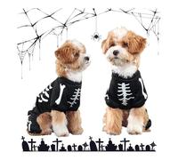 Disfraz de Halloween para Perros y Gatos, Disfraces de araña/Esqueleto para Mascotas, Disfraz de Fiesta con Capucha de Calavera, Ropa, Overol para Mascotas, Camiseta para Cachorros, Negro, M
