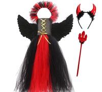 Disfraz de Halloween Per - Ragazza Fuoco Incantato, Fascia Amuletos Testa | Vestito Mascheramento Infernale Per Ricorrenza Con Accessorio Mostruoso Figurina Creatura Malefica Indumento Horror Cappa