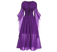 Disfraz De Halloween Vestidos Disfraces Renacimiento Vestido Estilo Medieval Victoriano Cuello En V Delgado Bruja Adulto Carnaval Cosplay