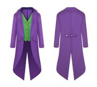 Disfraz de Halloween victoriano de vampiro pirata príncipe Joker para hombres adultos - chaqueta frac (morado oscuro, S)