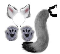 Disfraz de Halloween Wolf - Girls Cosplay Kit with Realistic Tail, Ears and Gloves, Easy Wear Accessory for Hallowen, Etage, Carnival, Anime Cosply, Dress Up | Durable Lightweight Material Fun