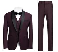 Disfraz de hombre 2025 - Disfraz de 3 piezas para hombre, chaqueta, chaleco + pantalones, apto para negocios, fiestas, diario, morado, L