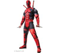 Rubie's Disfraz Deadpool Deluxe para adultos, jumpsuit con pecho musculoso, cubrebotas y máscara