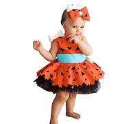 Disfraz de hombre las cavernas para niños pequeños, vestido tul malla con huesos perro Halloween niñas, trajes Cosplay princesa