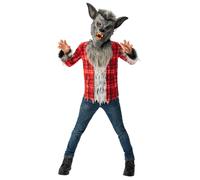 Bristol Novelty 3015503-4000 Disfraz de hombre lobo, niño y niña, gris, rojo, de 3 a 4 años Halloween