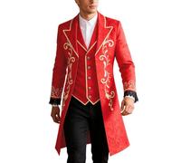 Disfraz de hombre victoriano estilo corto rococó medieval estilo príncipe abrigo Frac chaqueta de príncipe hombre disfraz medieval renacimiento chaqueta para fiestas de carnaval festival, rojo, S