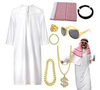 Disfraz de jeque, conjunto de disfraz árabe para adultos para Halloween, kit creativo de ropa para adultos, adolescentes, jóvenes, novios