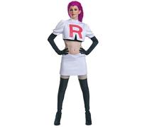 Disfraz de Jesse de Team Rocket, disfraz oficial de Pokemon Deluxe y peluca, talla (adulto 8-10)