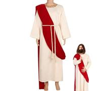 Disfraz de Jesús para hombre, traje Traje de Jesús - Lujosos abrigos de traje de Jesús, Halloween Jesús Robe, tela transpirable para de Halloween, materiales de lino y terciopelo, lo que