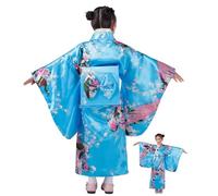 Disfraz de kimono - Bata cultural con estampado de flores de tela de seda | Disfraz japonés para niños de 2 a 10 años de edad