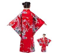 Disfraz de kimono Geisha - Tela de seda con estampado floral floral cultural bata | Disfraz japonés para niños - Para niños de 2 a 10 años, estudiantes, entusiastas, actuaciones escénicas, etc