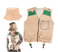 Disfraz de Koo Keeper para niños, disfraz de paleontólogo de tela Los niños incluyen chalecos y sombrero, disfraces de vestir para Halloween, cosplay y más, regalos para Greenzoo Keeper para