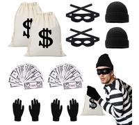 Disfraz de Ladrón de Bancos,10 Piezas Disfrazs Ladrón Hombre Mujer,Accesorios de Vestido de Ladróns,Accesorio para Cosplay de Ladrones,para Carnaval,Cosplay,Fiesta de Disfraces