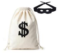 Disfraz de Ladrón de Bancos con Antifaz Negro y Bolsa con Diseño de Dólares | Accesorios para Disfraz de Ladrón para Halloween, Carnaval y Fiestas Temáticas, para Crear un Look De Ladrón