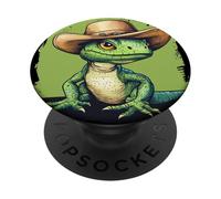 Disfraz de lagarto con espíritu vaquero de Ranch Life PopSockets PopGrip Adhesivo