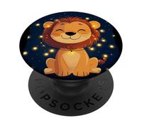 Disfraz de león de hadas sonriente con luces de cadena PopSockets PopGrip Adhesivo