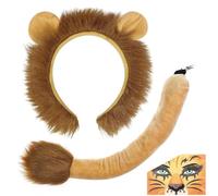 Disfraz de Leon, Disfraz Leon Niño Disfraz Leon Adulto, Diadema con Orejas de León y Cola Leon, Traje de León, Coda di Leone, Disfraces Animales Leon, Accesorios para Fiesta Cosplay Halloween Carnaval