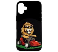 Disfraz de león genial con cortadora de césped para la temporada de jardinería Carcasa para iPhone 16 Plus