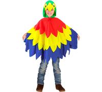 W WIDMANN MILANO Moda Fiesta - disfraz niños loro, poncho con capucha, pájaro, disfraz animal, disfraces carnaval