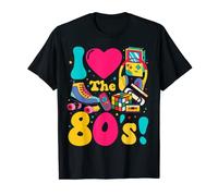 Disfraz de los años 80 con texto en inglés "I love the 80" para hombres y mujeres Camiseta
