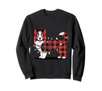 Disfraz de Luces navideñas de Corgi a Cuadros para Toda la Familia Sudadera