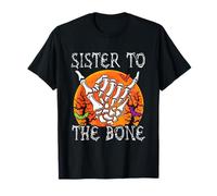 Disfraz de luna de Halloween de Sister To Bone, esqueleto, amante de las manos Camiseta