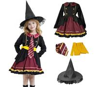 Disfraz de Mago, Disfraz de Cosplay de Mágico con Vestido de Lolita,Sombrero de Mago,Corbata,Cinturón, Disfraces de Cosplay de Mago para Mujeres y Niñas, para Carnaval, Halloween (Niña, 120)