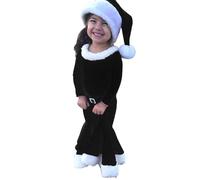 Disfraz de manga larga para niños pequeños con sombrero, 3 piezas, Navidad, Papá Noel, cosplay, Negro , 3-4 años