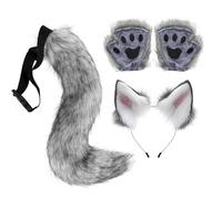 Disfraz De Mannospulso - Accesorio Para El Disfraz De Lobo Conjunto Para Halloween Fiesta | Orejas De Clip De Cola De Halloween Wolf | Disfraces De Animales Peludos Para Cosplay De Halloween Ocasiones